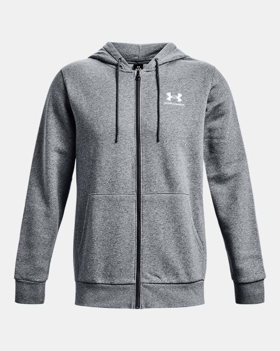 เสื้อฮู้ดซิปเต็มตัว UA Essential Fleece สำหรับผู้ชาย in Gray image number 4
